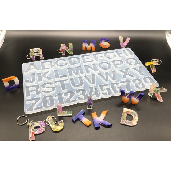 Silicone Resin Alphabet Letter and number mold key chain mold silicone letters - Picture 2 of 10